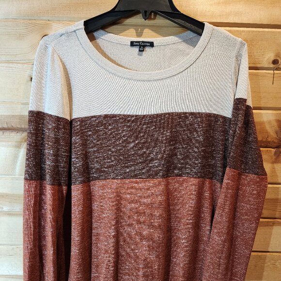 Pink Clover XL Colorblock Long Sleeve Top – Soft Lightweight Knit - Picture 1 of 5